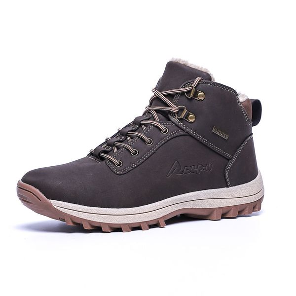 

homass outdoor hiking shoes waterproof men winter warm snow boots nonslip mountain trekking shoes sneakers men hunting