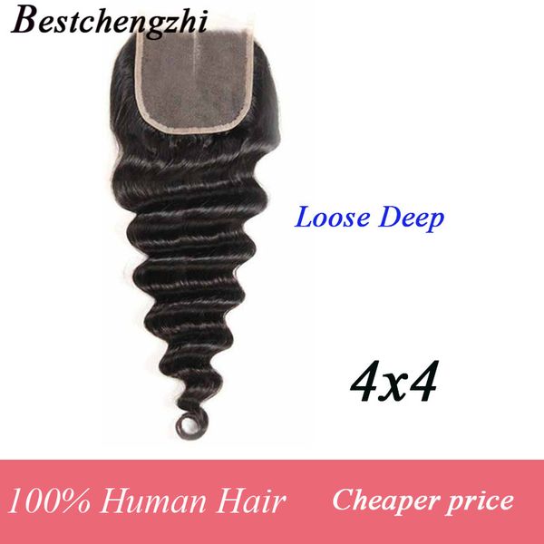 

mongolian brazilian virgin human hair loose deep natural color 4x4 lace closure middle parts indian virgin hair loose deep, Black;brown