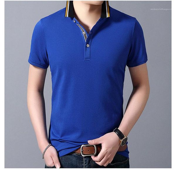 

mens polos lapel neck short sleeve colorful mens tees casual slim male clothes solid color summer, White;black