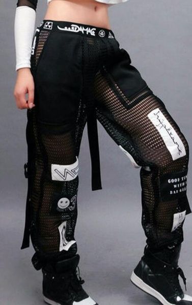 

граффити письма emoji патчи корейская рыба чистых mesh hiphop гарем лето sweatpant лоскутной пояс pant streetwear грузовые брюки, Black;white