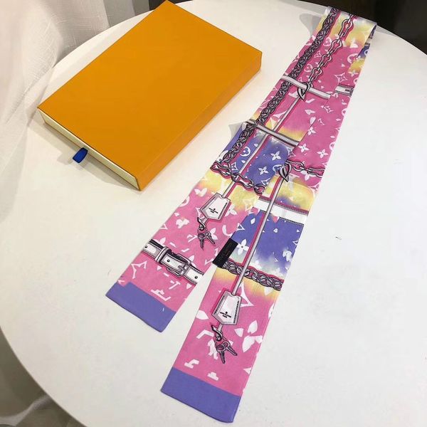 

2020 new designer silk scarf fashion scarf fashion handbag scarf decoration ribbon men and women silk headband scarves fashion accessories, Blue;gray