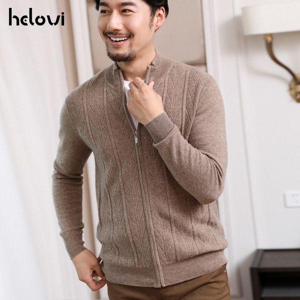 

helovi men sweater 100% cashmere knitted men casual loose pullovers sweater large size solid color big size zipper coat, White;black