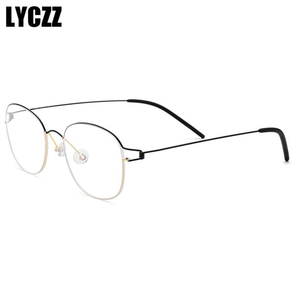 

lyczz titanium alloy square myopia glasses frame men ultralight square prescription eyeglasses women metal full optical eyewear, Black