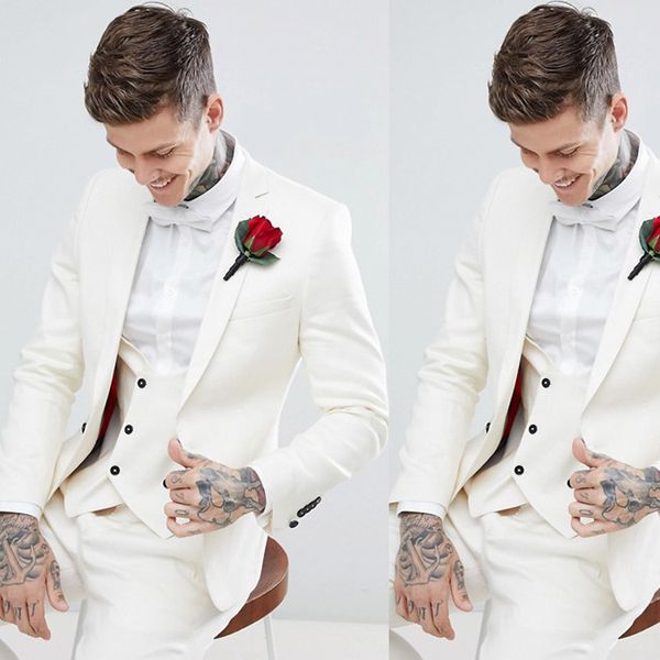 Smoking da uomo estivo bianco da sposa spiaggia con risvolto risvolto pantaloni da sposo abiti formali migliori giacche da uomo slim fit blazer (giacca + pantaloni)