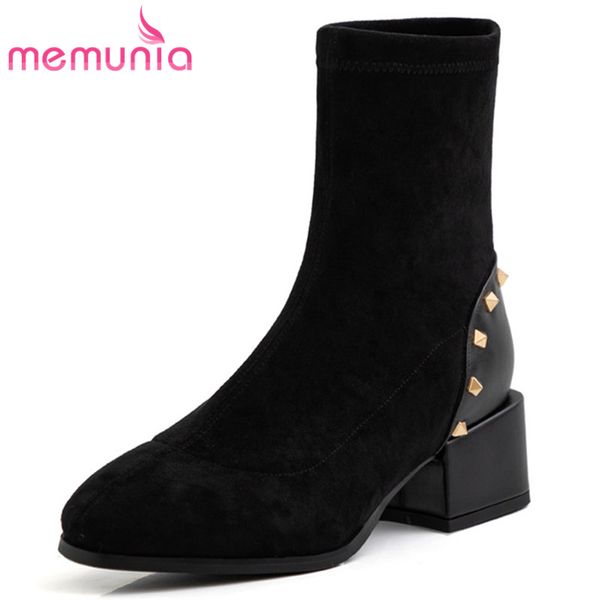 

memunia 2020 fashion ankle boots for women solid colors rivet autumn winter short boots simple fashion casual shoes woman, Black
