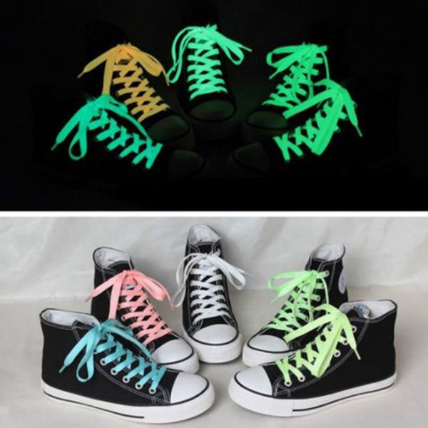 

luminous shoelace athletic sport flat canvas shoes lace glow in the dark night color fluorescent shoelaces, Black
