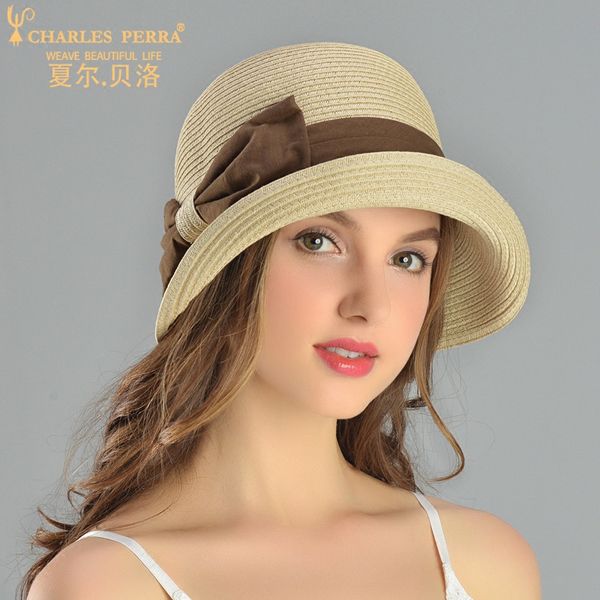 

charles perra sun hats female spring summer new foldable women sunscreen straw hat fashion elegant butterfly knot 8720, Blue;gray