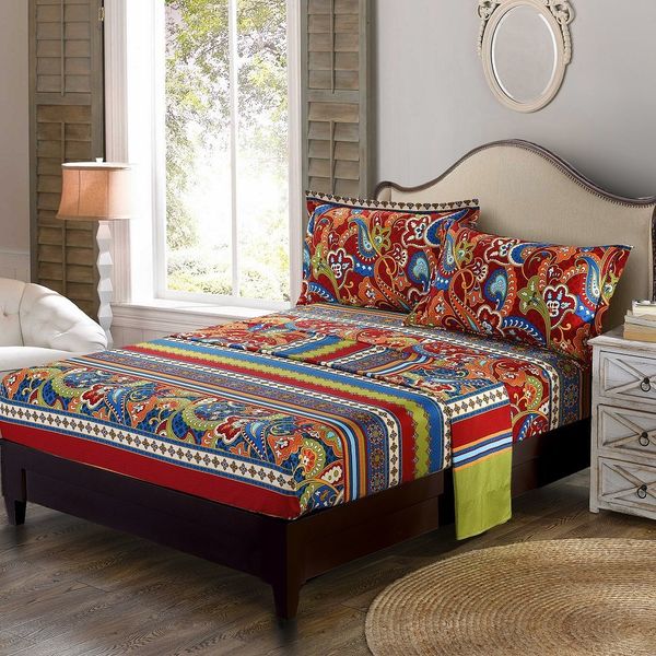 Winlife Colorful Bohemian Bedding Paisley Design Bedroom Set