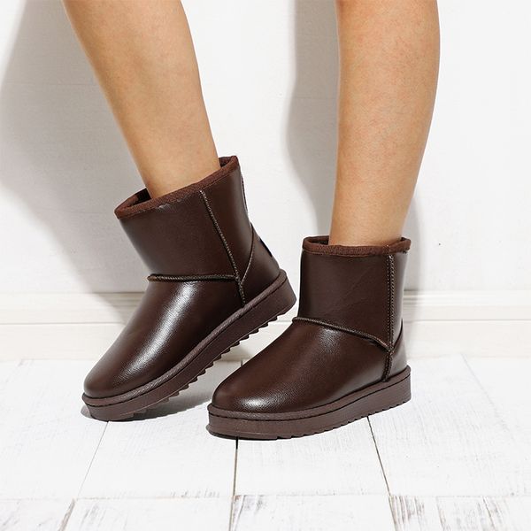 

winter warm women classic snow boots woman new short plush ankle boot soft ladies plus size fur platform female casual shoes, Black