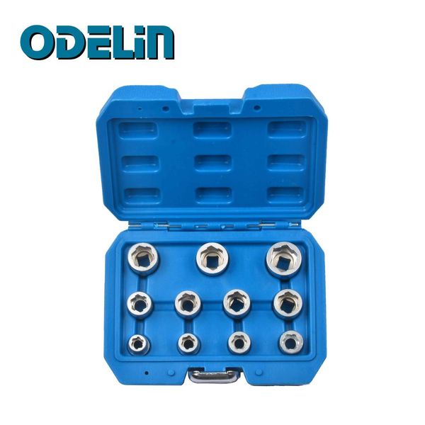 

11 pc metric 3/8" drive bolt extractor socket set stud nut 8 - 19mm