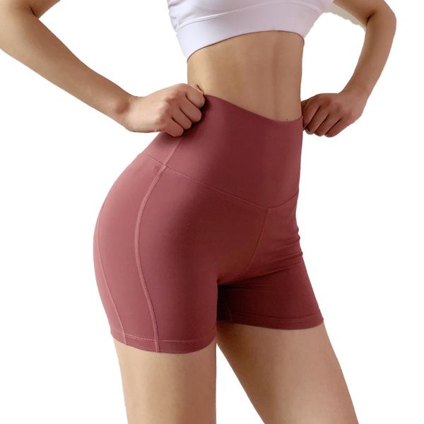 

chamsgend women's solid color breathable slim hips tights sports fitness running yoga shorts yoga shorts women's gym, White;red