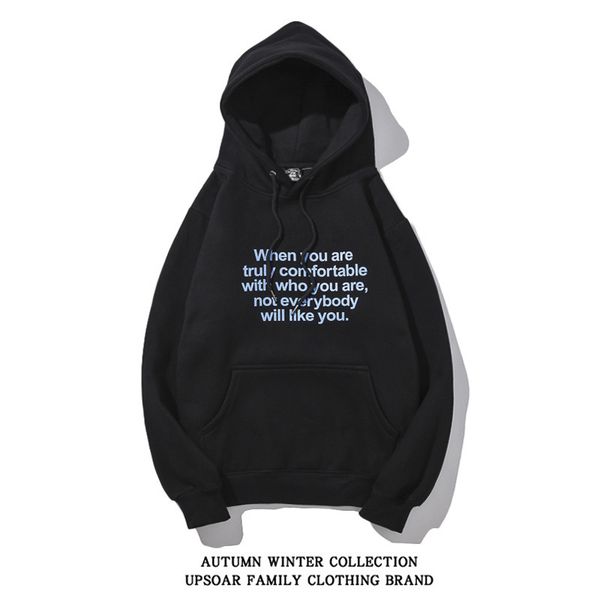 

women men designer fashion hoodies 2019 trend long sleeve sweater mens luxury letter printing with big pocket hoodies, Black