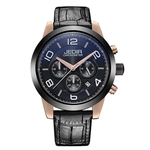 

new fashion men watch leather strap waterproof multifunctional business men's quartz watch men's gift relogio masculino, Slivery;brown