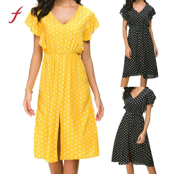 

feitong women dot print tank maxi dress sleeveless casual summer long maxi party night dresses vestidos, Black;gray