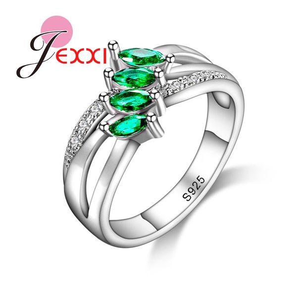 

fashion brand korean women 925 sterling silver jewelry green cz rings for wedding birthday gem stone christmas gift jewelry, Slivery;golden