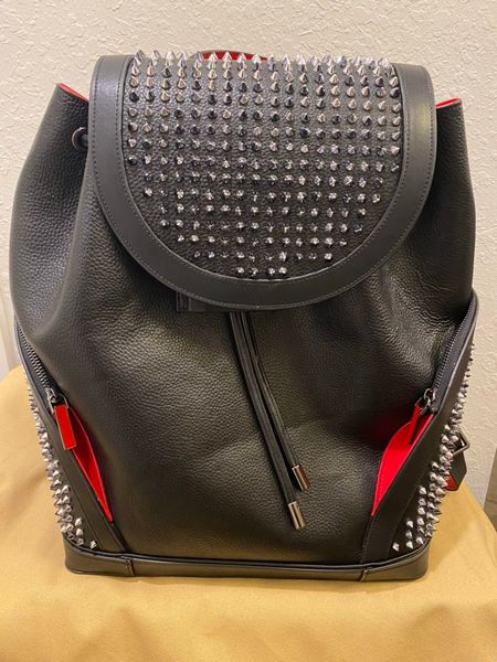 

new luxury men women red color bottom backpack real leather school bag fashio backpacks handbag travel bags ems ing