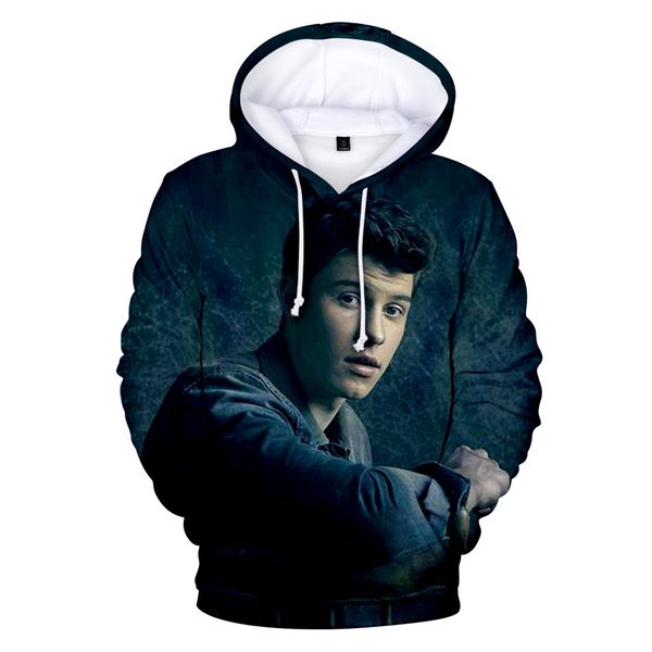 

shawn mendes 3d print hoodies fashion designer spring autumn sweatshirts loose sleeve couple clothing crew neck pullover casual apparel, Black