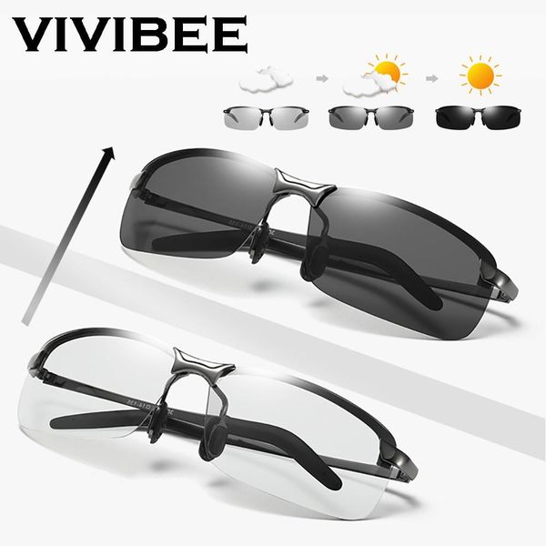 

vivibee rimless изменение цвета солнцезащитные очки вождения мужчины водителя площади металл женщины лето фотохромные поляризационные солнце
