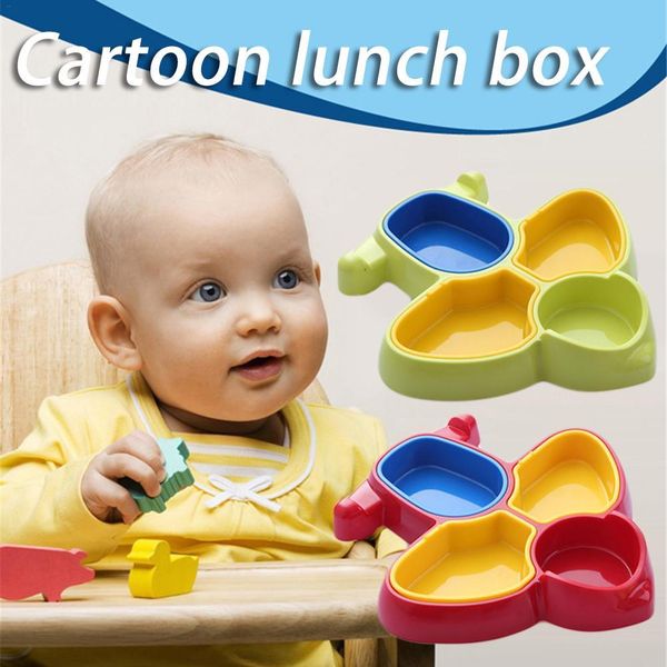 

children cartoon cute aircraft-shaped baby plate multi-compartment feeding tableware meal bowl