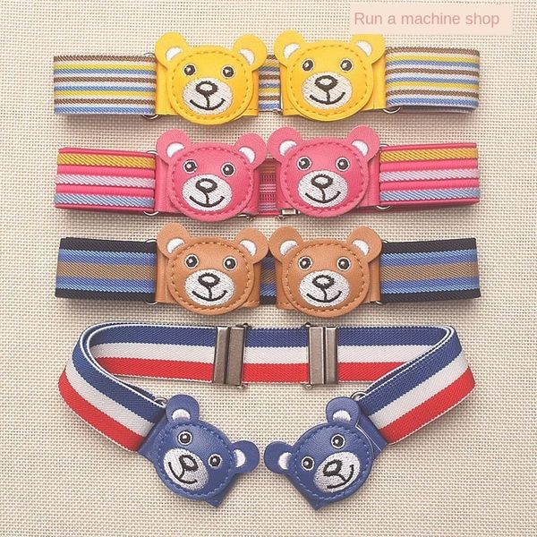 

male and female buckle waist kindergarten men women children's children's student belt baby's elastic anti-dropping pants bel, Black