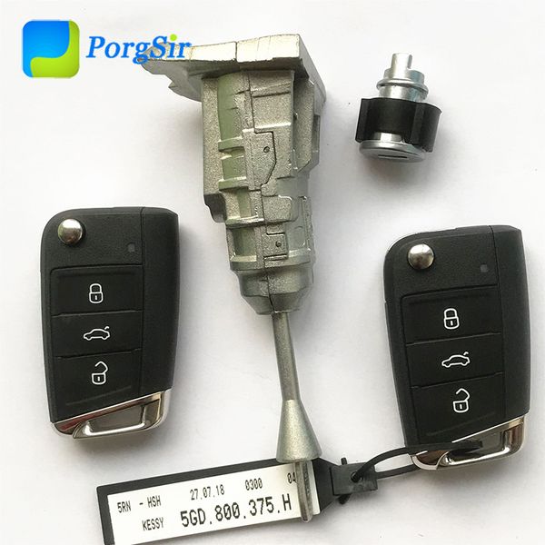 

original genuine v-w mqb golf 7 car cylinder lock set with 3 button 434mhz mqb keyless smart remote control key 5g0 959 752 bc