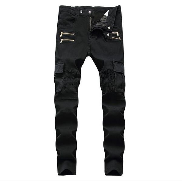 

Whole ale 2017 men army green punk jean zippered pocket men biker jean traight fit green motorcycle jean hipping