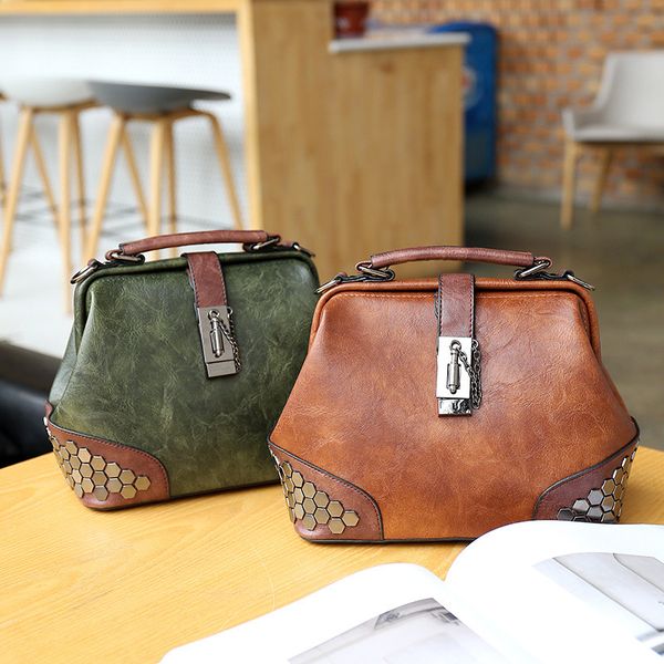 

new cross-border bag retro clip mouth shoulder bag wholesale and portable bag cotton flax doctors a generation of fat