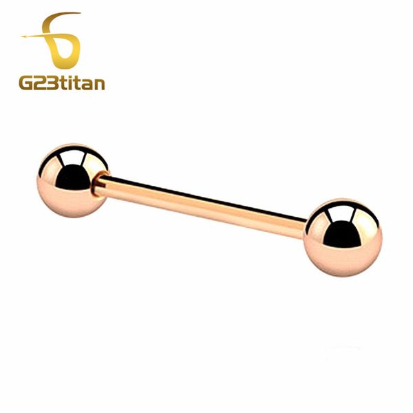 

g23titan rose gold color tongue rings 14g g23 titanium straight barbell tongue piercing body jewelry sgs certification, Slivery;golden