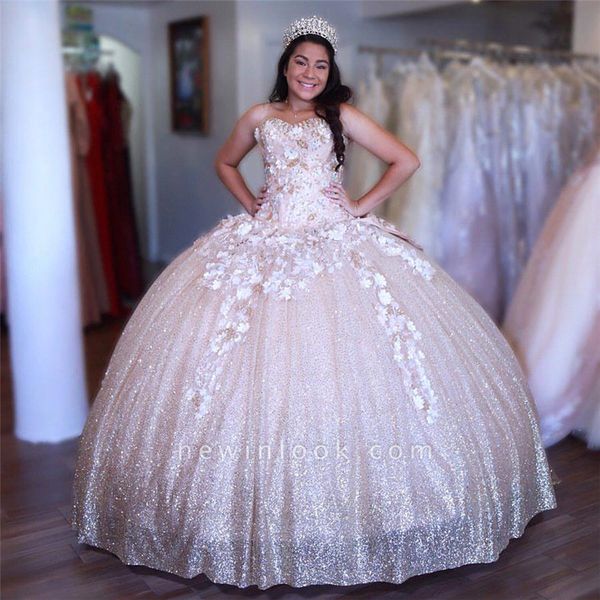 

2020 sparkly pink quinceanera dresses sequin lace ball gown prom dresses jewel neck sweet 16 dress long formal evening wear bc1452, Blue;red