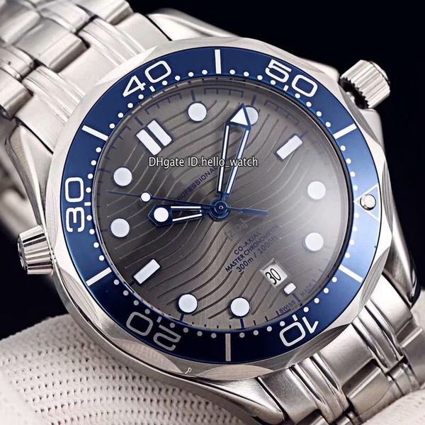 

новый new diver 300m 210.30.42.20.06.001 серый пульсационный циферблат автоматические мужские часы браслет из нержавеющей стали синяя рамка, Slivery;brown