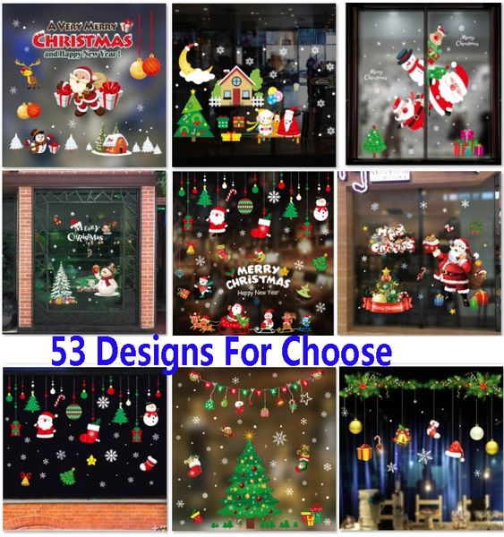 

christmas self-adhesive stickers decorations clearance pvc merry christmas ornament home window wall stickers shopping mall glass fa2271