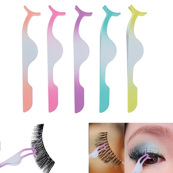 

1pc pro stainless steel eyelash curler extension applicator remover clip eyebrow eye lashes tweezers nipper tool pink black