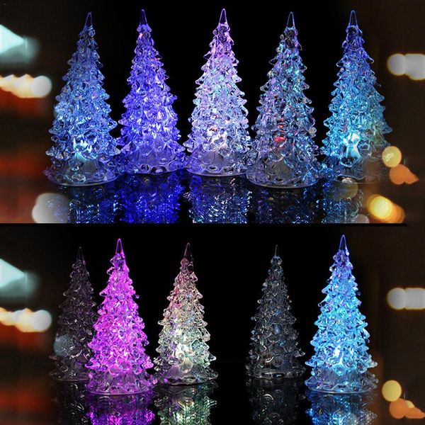 

home creative christmas decoration acrylic colorful crystal christmas tree children's gift (with button battery