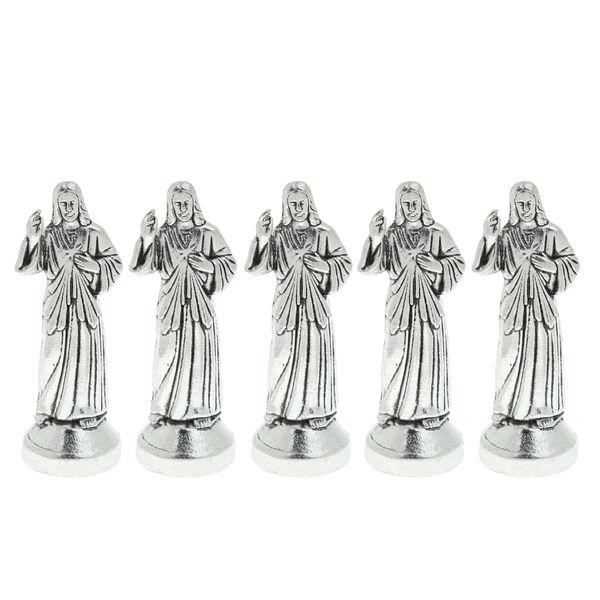 

set of 5 jesus statue christianity for catholic easter decoration silver 7cm