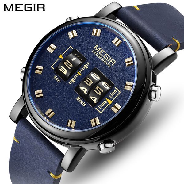 

new megir brand men fashion classic design leather quartz watches mens casual sport waterproof wrist watch relogio masculino, Slivery;brown
