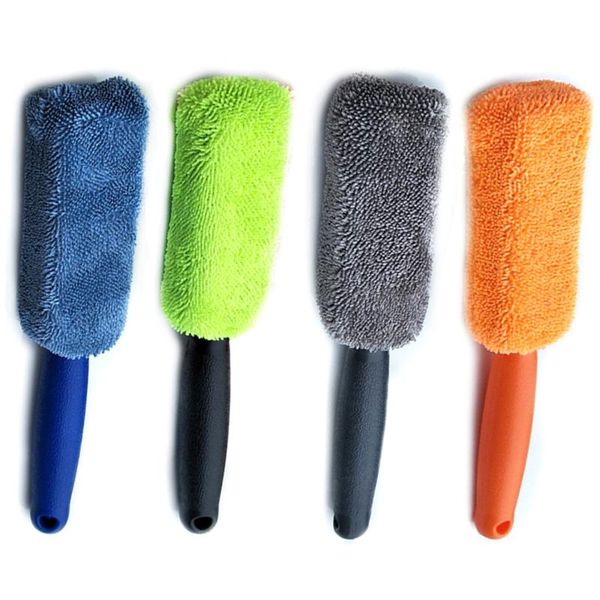 

car wheel wash cleaning sponges portable microfiber wheel tire rim brush with plastic handle car washing cleaner tools