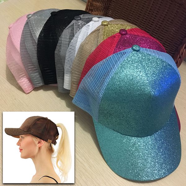 

1pcs fashion sequin fluorescent baseball cap adjustable sun sport caps for women, Blue;gray