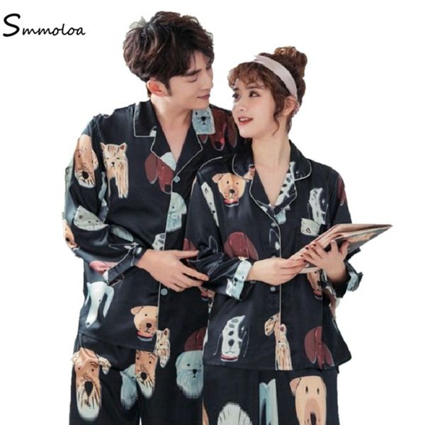 

smmoloa women silk pajamas set 2019 lovers gifts for wife pijamas set suit, Blue;gray