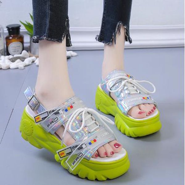 

size 35-41 women sandals 2020 new summer sandals ladies casual shoes women bling wedges platform shoes 5 cm sandalias, Black