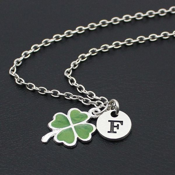 

2018 новая мода four leaf clover ожерелье с букв алфавита для женщин партия подарков 2018 новый yngau, Silver