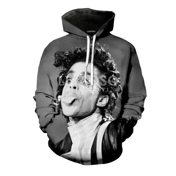 

2019 new fashion men women sweatshirt 3d print singer prince rogers nelson hoodie long sleeve harajuku pulloversweatshirts a607, Black