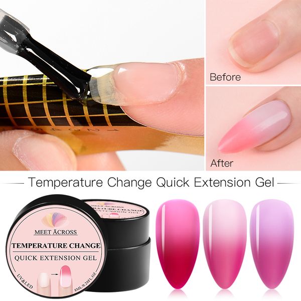 

temperature change quick poly extension gel clear pink nude nail tips uv building gel jelly acrylic finger nail art lacquer, Red;pink