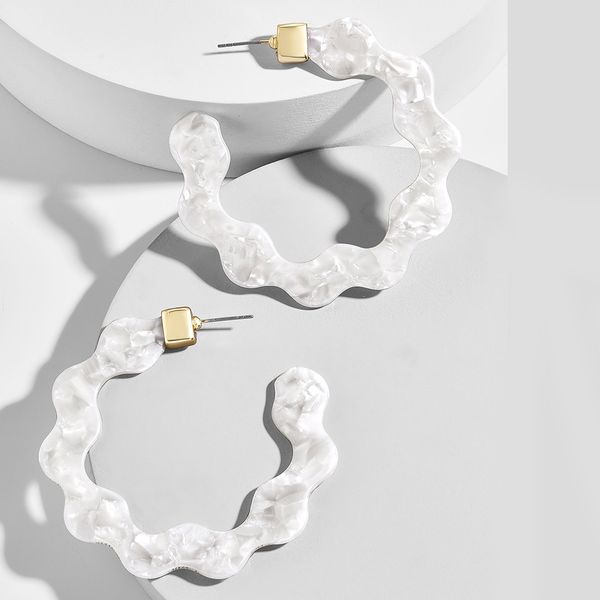 

new bohemia acrylic resin flower dangle earring trendy geometric big circle charm earrings girl's party jewelry brincos, Silver