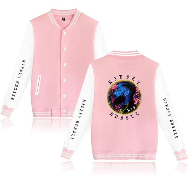 

rip nipsey hussle бейсбол куртка мужчины толстовка толстовка зимняя мода популярные сша рэп певица хип-хоп бейсбол униформа прохладный топы, Black