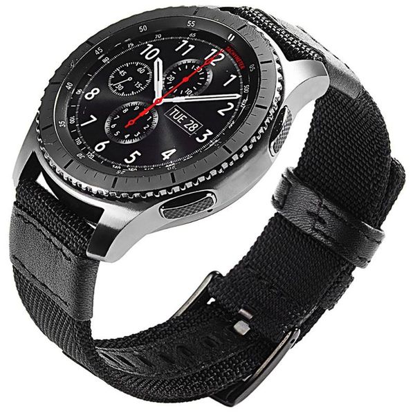 

22mm watch band for samsung galaxy watch 46mm bands gear s3 frontier classic strap leather nylon pulseira for huami amazfit 2, Black;brown