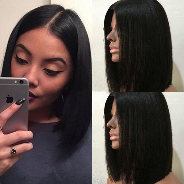 13x4 Short Bob Lace Front Human Hair Remy Brazilian Straight Hair