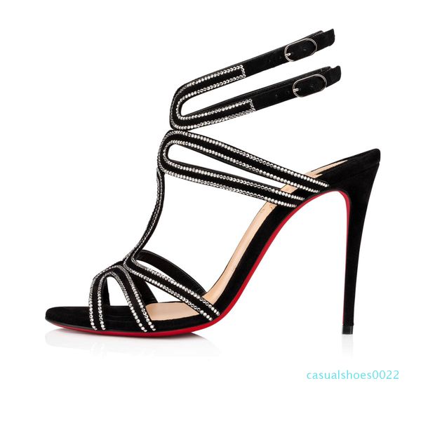 

super quality women red bottom sandals evening shoes,luxry high heels renee strass rinestone pumps women sandal party wedding dress, Black