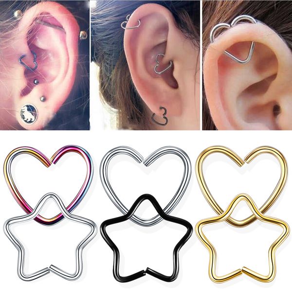 

1pc steel daith piercings helix piercings ear tragus cartilage rook piercings ear conch lobe earrings body jewelry, Slivery;golden