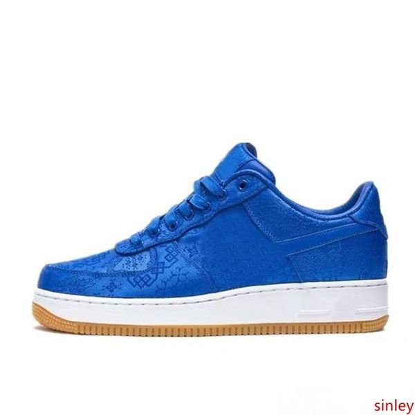 

clot x 1 one premium game royal blue silk skateboard shoes women men trainers sneakers sports chaussures