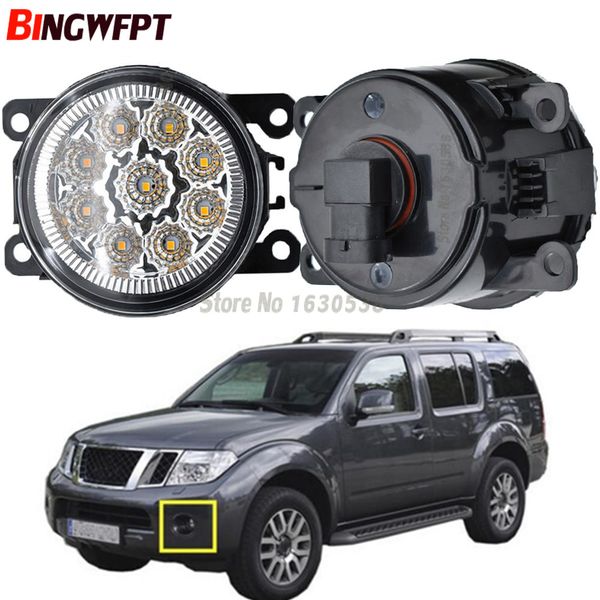 

2x car exterior accessories h11 led fog lamps white yellow front bumper lights for pathfinder r51 2005-2012